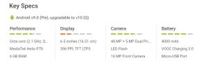 Oppo F11 Pro Key featues